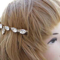 BRIDAL HAIR COMB, Crystal Rebeka Hair Comb, Bridal Hair Piece. Art Deco Hair Tiara,Double Hair Comb, Forehead necklace,Princes Hair Chain