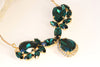 Emerald EARRINGS, Emerald Bridal Earrings, Rebeka Emerald Green Earrings, Statement Emerald Earrings, Emerald Cluster Drop Earrings Gift
