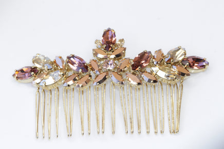 BLUSH HAIR COMB,Rebeka Hair Comb, Rose Gold Hair Comb, Wedding Hair Comb, Statement Hair Comb, Rhinestone Hair Comb, Champagne,Blush Pink