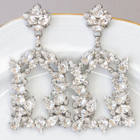 BRIDAL RHINESTONE EARRINGS, Crystals Earring, Stunning Diamond Earrings,Rebeka Earrings,Formal Chandelier Drop Clusters,Statement Wedding