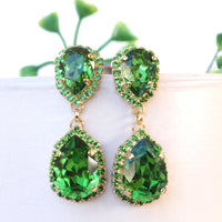 FERN GREEN EARRINGS, Wedding Chandelier Dangle Earrings, kelly Green Rebeka Earrings, Bright Green Bride Earrings, Bridal Emerald Earring