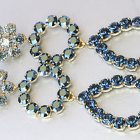 EXTRA LONG BLUE Earrings, Shoulder Dusters Earrings, Rebeka Cocktail Earrings, Very Long Diva Earrings, Oscar Jewelry,Statement Navy Blue