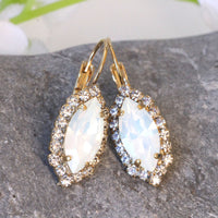 OPAL STUD Earrings, White Opal Earrings, Bridal White Wedding Earrings, Crystal Earrings, Bridesmaid Earrings Set  of 7, Small Stud Earrings
