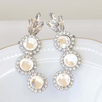 Crystal EAR CLIMBER EARRINGS, Bridal Climbing Earrings, Clear Delicate Ear Crawler, Wedding Ear climber, Trendy Rebeka Bride Earrings,
