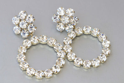 BRIDAL EXTRA Large  EARRINGS, Crystal Rebeka Wedding Jewelry, Big Rebeka Earrings,1980'S Jewelry Style ,Statement Earrings For Brides