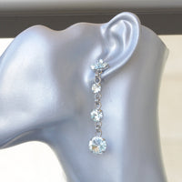 BRIDAL BLUE EARRINGS, Ice Light Blue Earring, Rebeka Earrings, Aquamarine Chandelier Earrings,Bride Pastel Long Earrings, Wedding Jewelry