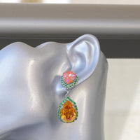 ORANGE GREEN EARRINGS, Colorful Earrings, Drop Earrings, Rebeka Earrings, Orange And Green Boho Earrings, Orange Emerald Handmade Earring