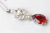 RED RUBY BRACELET, Bridal Ruby Red Bracelet, Rebeka Crystal Bracelet,  Necklace Bracelet earring Set, Full Jewelry Set, Scarlet Open Cuff