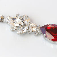RED RUBY BRACELET, Bridal Ruby Red Bracelet, Rebeka Crystal Bracelet,  Necklace Bracelet earring Set, Full Jewelry Set, Scarlet Open Cuff