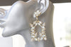 LONG PEARL EARRINGS, Ivory Pearl Opal Earring, Bridal Pearl Earrings,Rebeka Earrings, Tropical Earrings Wedding Day Chandeliers Clusters