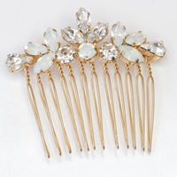 OPAL HAIR Comb, Bridal Hair Comb, White Opal headpiece, Crystals of Rebeka Accessories, Leaf Hair Comb,Wedding Hair Jewelry,Small Comb