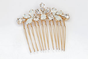 OPAL HAIR Comb, Bridal Hair Comb, White Opal headpiece, Crystals of Rebeka Accessories, Leaf Hair Comb,Wedding Hair Jewelry,Small Comb