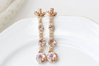 ROSE GOLD BLUSH Earrings, Blush Pink Earring, Rebeka Earrings, Vintage Rose Bridal Earrings,Bride Dangle Earrings,Wedding Light Morganite