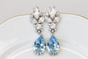BLUE EARRINGS, Silver Vintage Earrings, Aquamarine Chandeliers,Light Blue Earrings, Bridal Wedding Earrings, Rebeka Jewelry,Bridal Shower