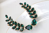 Emerald Green EAR CLIMBER EARRINGS,Bridal Climbing Earrings,Trending Crawler Jewelry Vintage Ear cuff,Rebeka Bride Unique Jewelry,Wedding