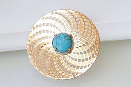 TURQUOISE ROSE Gold BROOCH