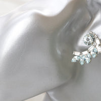 BRIDAL EARRINGS, Ice Light Blue Earring, Rebeka Earrings, Aquamarine Stud Earrings,Bride Light Blue Cluster Studs,Dainty Wedding Jewelry