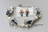 Blue Navy Bridal BRACELET, Dark Blue Opal Bracelet, Wedding Dusty Blue Bracelet,Rebeka Blue Jewelry Set,bridesmaid Bracelet Earrings Gift
