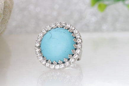 Turquoise BIG Ring,Statement Turquoise Ring,December Birthstone Custom Gift,Turquoise Jewelry,Cocktail Turquoise Ring, Silver Turquoise Ring