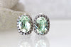 MINT GREEN EARRINGS, Light Green Stud Earrings, Bridal Opera Earrings, Bridesmaid Art Deco Custom Gift ,Wedding Rebeka Amazonite Clip On