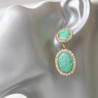 Solid Opal Cabochons Turkmenistan Green Turquoise Blue Turquoise Gold  Earrings For Sale at 1stDibs  green opal earrings turkmen earrings  turquoise color earrings