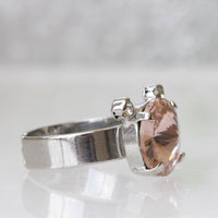 MOUSE ENGAGEMENT RING, Morganite Ring Rebeka Crystal Ring, Blush Pink Ring, Gift For Girlfriend, Unique Ring, Mickey Ring, Girls Jewelry