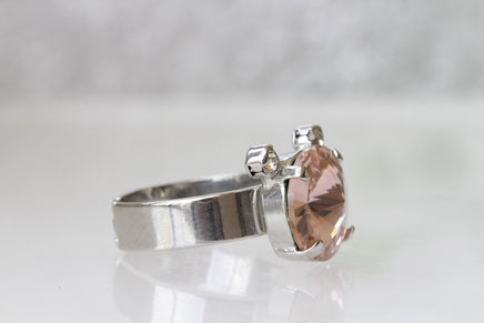 MOUSE ENGAGEMENT RING, Morganite Ring Rebeka Crystal Ring, Blush Pink Ring, Gift For Girlfriend, Unique Ring, Mickey Ring, Girls Jewelry