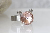 MOUSE ENGAGEMENT RING, Morganite Ring Rebeka Crystal Ring, Blush Pink Ring, Gift For Girlfriend, Unique Ring, Mickey Ring, Girls Jewelry