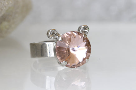 MOUSE ENGAGEMENT RING, Morganite Ring Rebeka Crystal Ring, Blush Pink Ring, Gift For Girlfriend, Unique Ring, Mickey Ring, Girls Jewelry