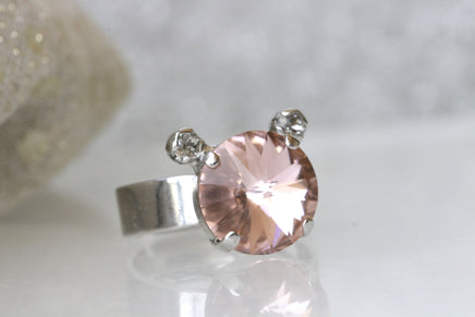 MOUSE ENGAGEMENT RING, Morganite Ring Rebeka Crystal Ring, Blush Pink Ring, Gift For Girlfriend, Unique Ring, Mickey Ring, Girls Jewelry