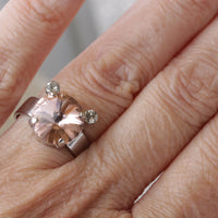 MOUSE ENGAGEMENT RING, Morganite Ring Rebeka Crystal Ring, Blush Pink Ring, Gift For Girlfriend, Unique Ring, Mickey Ring, Girls Jewelry