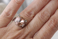 MOUSE ENGAGEMENT RING, Morganite Ring Rebeka Crystal Ring, Blush Pink Ring, Gift For Girlfriend, Unique Ring, Mickey Ring, Girls Jewelry