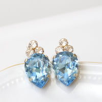 AQUAMARINE Stud EARRINGS, Rebeka Light Blue Earrings, Bridal Minimalistic Earrings,Something Blue Wedding Earrings, Bridal Jewelry Gift