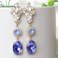 ROYAL BLUE EARRINGS, Bridal Something Blue For The Brides, Sapphire Blue Long  Earrings, Rebeka Statement Jewelry, Lightweight Earrings