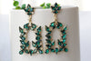 BRIDAL EMERALD EARRINGS, Emerald Green Earring, Unique Earrings,Rebeka Earrings, Formal Chandelier Drop Clusters,Statement Square Droplet