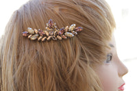 BLUSH HAIR COMB,Rebeka Hair Comb, Rose Gold Hair Comb, Wedding Hair Comb, Statement Hair Comb, Rhinestone Hair Comb, Champagne,Blush Pink