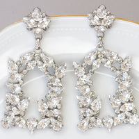 BRIDAL RHINESTONE EARRINGS, Crystals Earring, Stunning Diamond Earrings,Rebeka Earrings,Formal Chandelier Drop Clusters,Statement Wedding