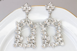 BRIDAL RHINESTONE EARRINGS, Crystals Earring, Stunning Diamond Earrings,Rebeka Earrings,Formal Chandelier Drop Clusters,Statement Wedding