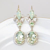 MINT DROP EARRINGS, Bridal Light Green Earrings, Bridal Dangle Earrings, Rebeka Opal Jewelry For Bride Pastel Earring, Soft Mint Earrings