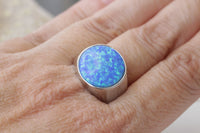 OPAL SIGNET RING, Blue Opal Ring, Chunky Ring, Gift For Her, Opal Gold Ring, Silver Sterling Ring, Fire Opal Ring, Ring For Men, Unisex Ring