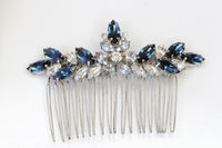 BLUE HAIR COMB,Rebeka Hair Comb, Navy Blue Hair Comb, Wedding Large Comb,Statement Hair Veil Comb, Rhinestone Hair Comb, Dusty Blue Combs