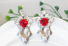 RUBY RED EARRINGS, Bridal Red Earrings, Rebeka Jewelry, Work Jewelry, Earrings Set For Bridesmaid, Leaf Dangle Earrings, Gift For Fiance