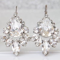 CRYSTAL Bridal DROP EARRINGS, Big Cluster Earrings, Bridal Diamond Like Jewelry, Crystals Earrings,Wedding Rebeka Jewelry,Sparkly Earring