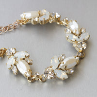 PEARL BRIDAL BRACELET, Pearl Wedding Bracelet, Rebeka White Opal Bracelet,pearl Jewelry Set, Ivory Pearl Bracelet,bridesmaid cream Bangle