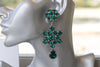 Mother Of the Brides EMERALD EARRINGS, Emerald Green Earring, Statement Earrings,Rebeka Bridal Earrings, Wedding Shoulders Drop Clusters,