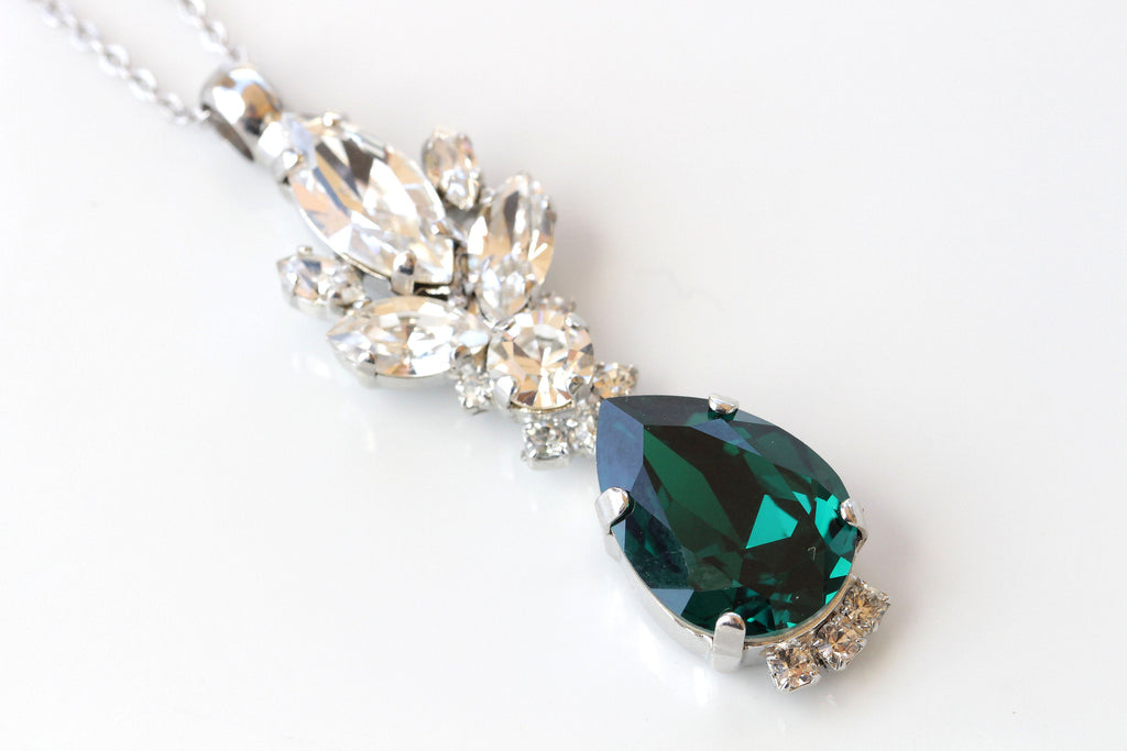 Elements Emerald Swarovski Crystal Necklace N4360G & Elements Green  Swarovski Crystal Necklace N4360G | Wearitboutique