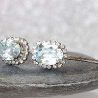 AQUAMARINE EARRINGS, Ice Blue Crystal Earrings, Bridal Pastel Blue Earrings For The Brides, Wedding Rebeka Bridesmaid Light Blue Earrings