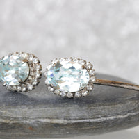 AQUAMARINE JEWELRY SET, Ice Blue Crystal Bracelet Earring Set, Bridal Something Blue For The Brides, Wedding Rebeka Jewelry Set,Bridesmai