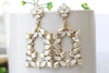 LONG PEARL EARRINGS, Ivory Pearl Opal Earring, Bridal Pearl Earrings,Rebeka Earrings, Tropical Earrings Wedding Day Chandeliers Clusters