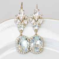 AQUAMARINE EARRINGS, Rebeka Crystal Earrings,Bridal Light Blue Earrings,Azore Blue Earrings, Wedding Ice Blue Jewelry Set,Best Woman Gift